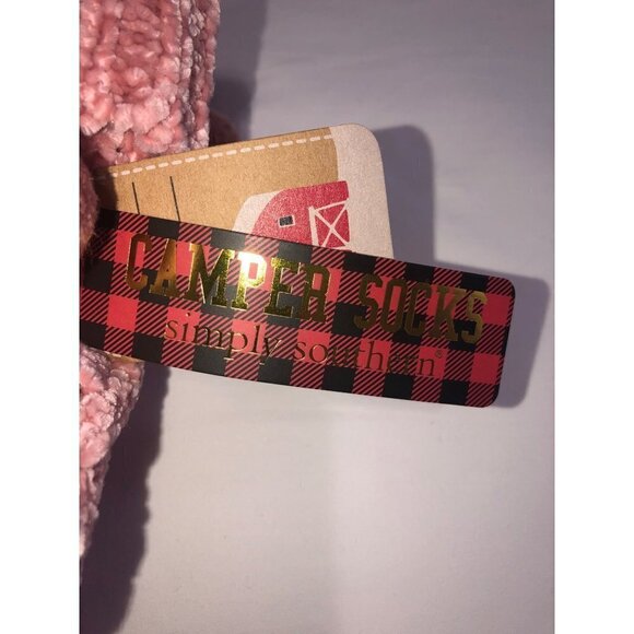 Simply Southern Camper Sock Womens Pink Chenille Sherpa Lined No Skid BRAND NEW - Picture 2 of 4